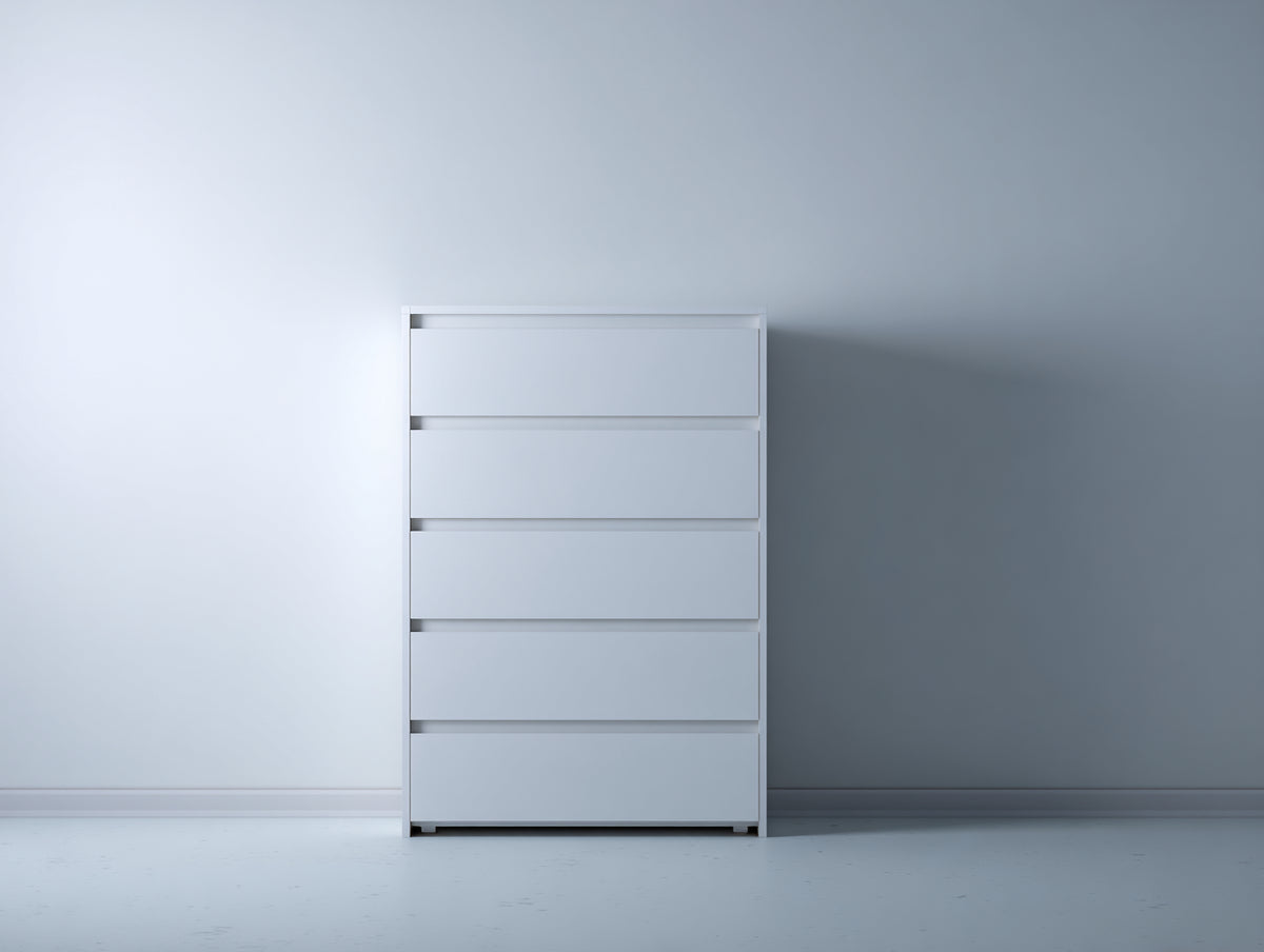 Cassettiera - Legno ingegnerizzato - 80 x 40 x 120 cm - Bianco - Stile moderno