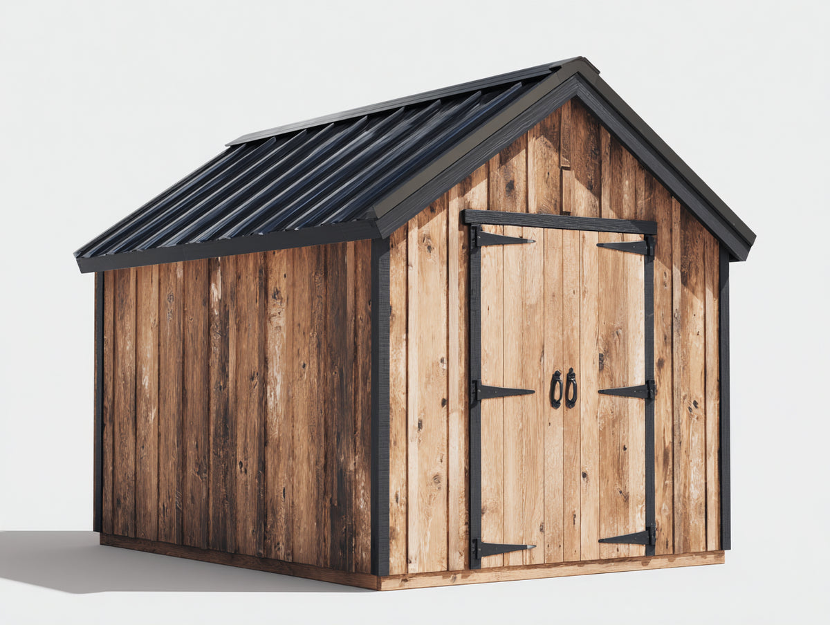 Casetta da giardino - Legno-Metallo - 250 x 200 x 230 cm - Legno naturale-Nero - Stile rustico