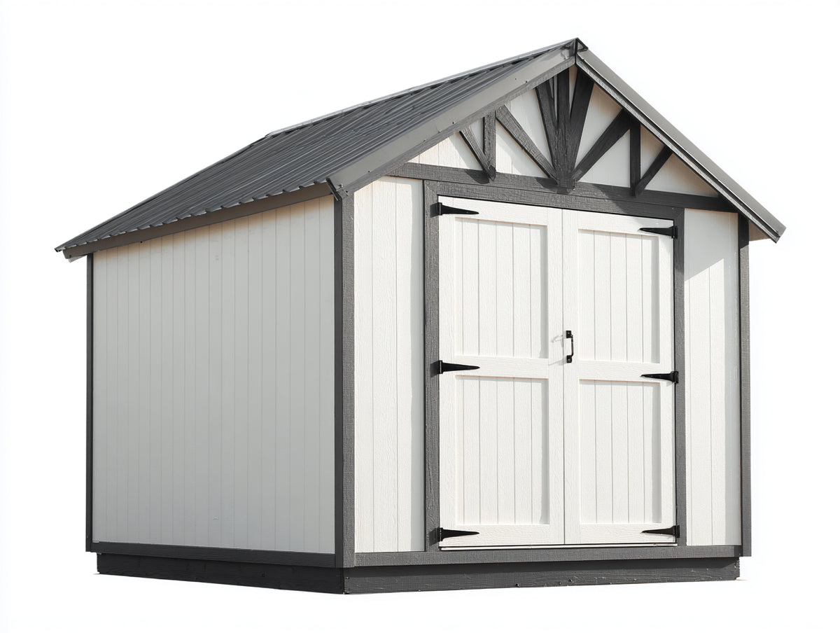 Casetta da giardino - Legno-Metallo - 260 x 200 x 235 cm - Bianco-Grigio - Stile tradizionale