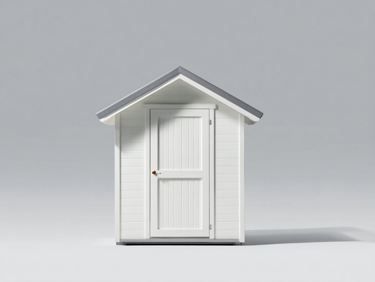 Casetta da giardino - Plastica - 160 x 120 x 210 cm - Bianco-Grigio - Stile essenziale