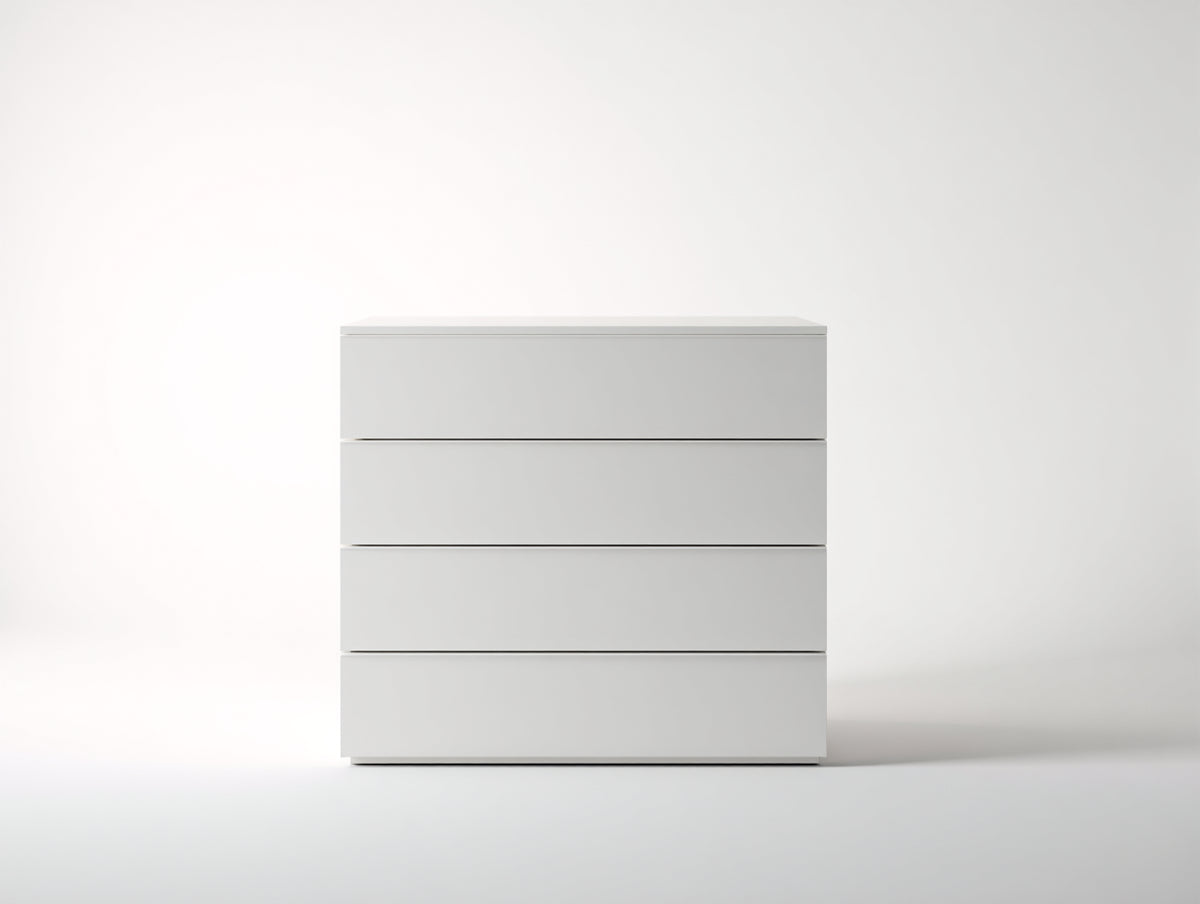 Cassettiera - Legno ingegnerizzato - 90 x 45 x 100 cm - Bianco - Stile minimalista