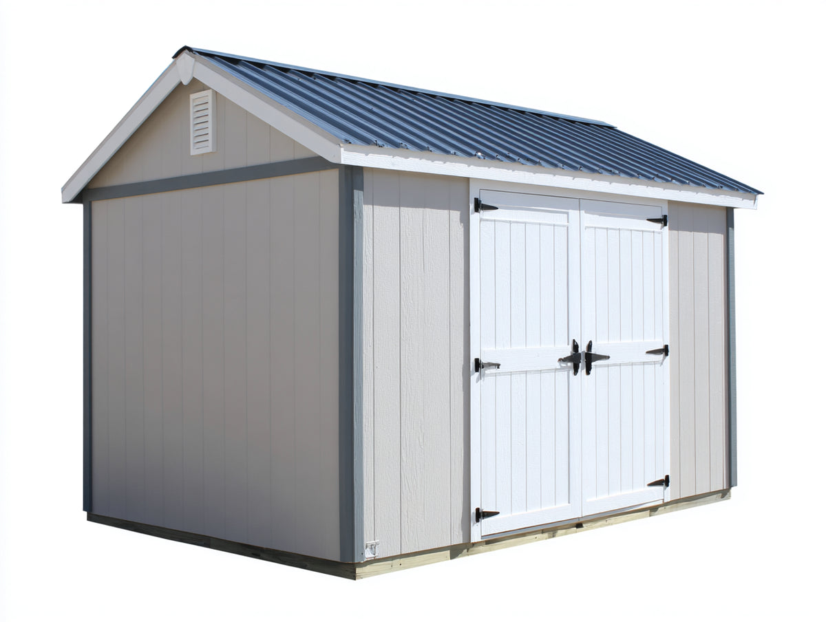Casetta da giardino - Legno-Metallo - 300 x 240 x 240 cm - Bianco-Grigio-Blu - Stile classico