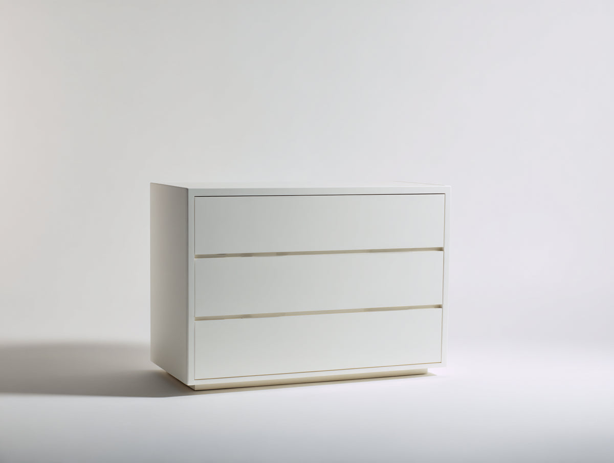 Cassettiera - Legno ingegnerizzato - 110 x 45 x 80 cm - Bianco - Stile minimalista