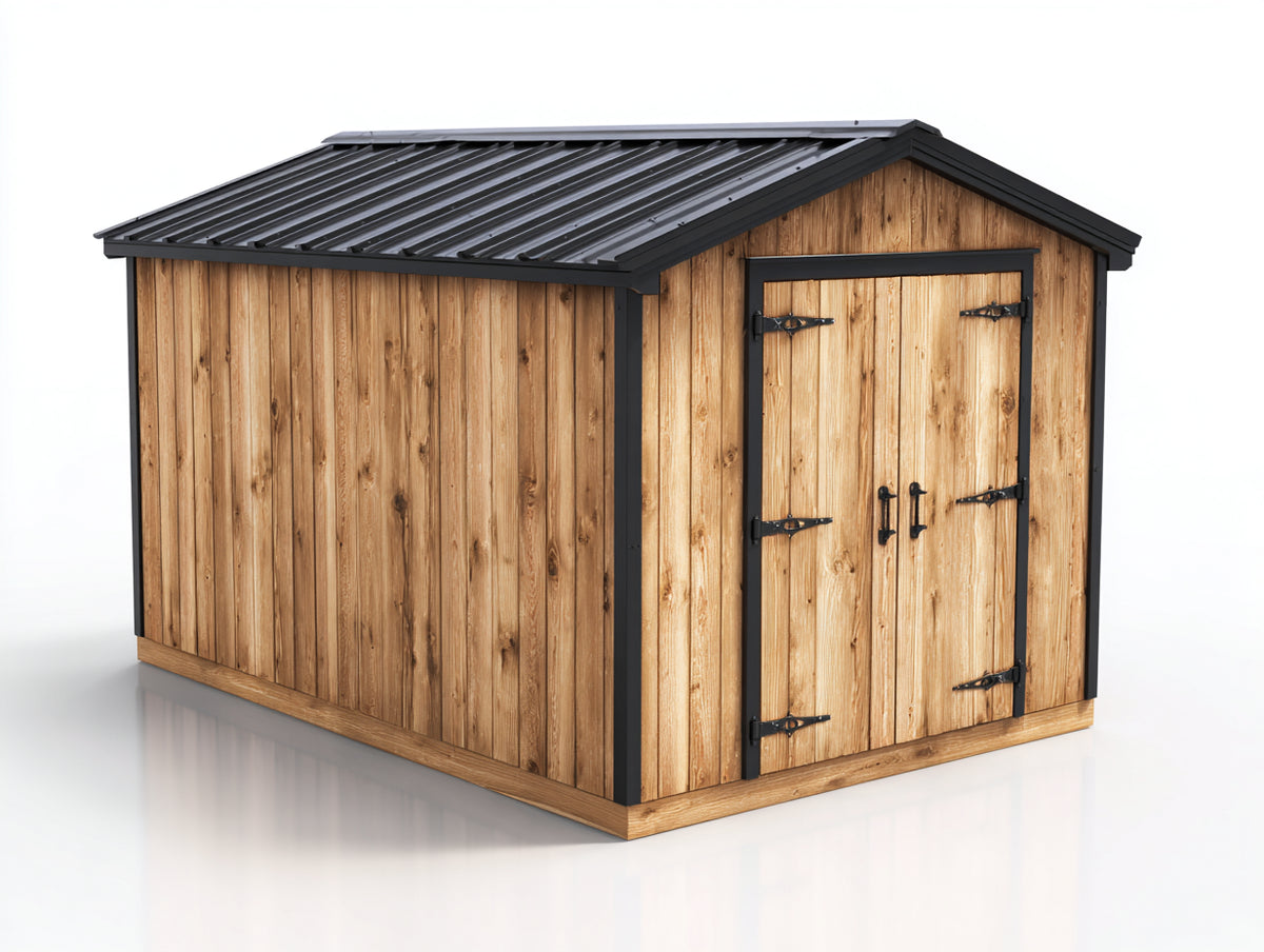Casetta da giardino - Legno-Metallo - 300 x 220 x 230 cm - Legno naturale-Nero - Stile rustico