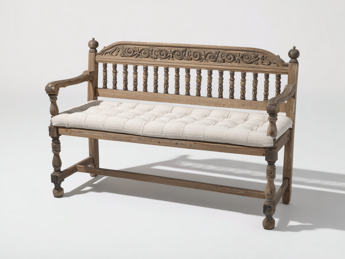 Panche da giardino - Legno - 165 x 60 x 105 cm - Marrone naturale - Stile rustico intagliato