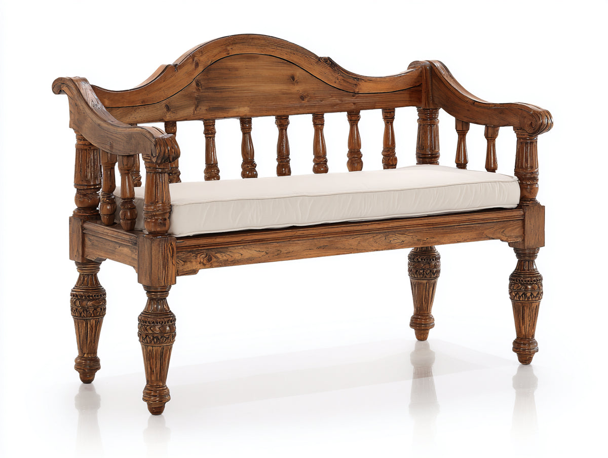 Panche da giardino - Legno - 145 x 62 x 102 cm - Marrone - Stile classico con schienale sagomato