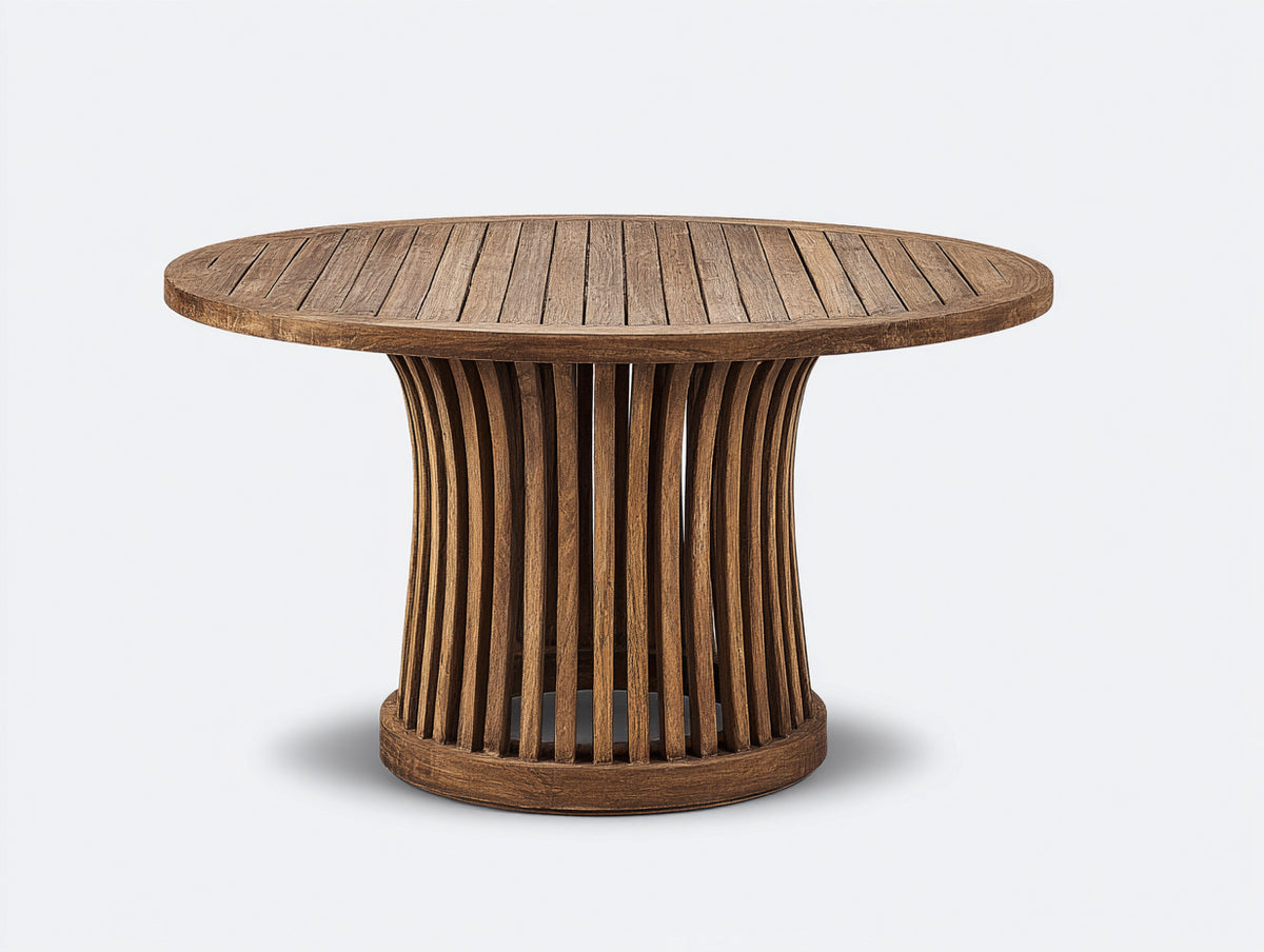 Tavolo da giardino - Legno - 130 x 130 x 75 cm - Marrone scuro - Stile rustico contemporaneo