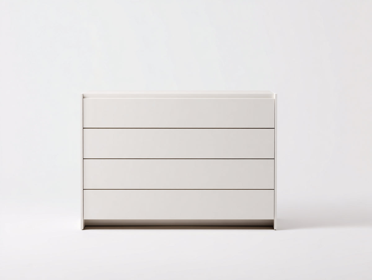 Cassettiera - Legno ingegnerizzato - 125 x 45 x 90 cm - Bianco - Stile minimalista