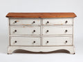 Cassettiera - Legno-Metallo - 150 x 50 x 90 cm - Bianco-Legno naturale - Stile rustico vintage