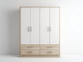 Armadio - Legno - 160 x 60 x 210 cm - Legno chiaro-Bianco - Stile moderno
