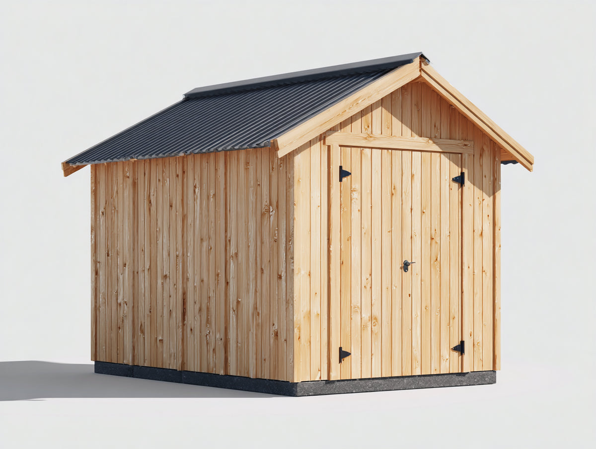 Casetta da giardino - Legno-Metallo - 240 x 180 x 225 cm - Legno naturale-Antracite - Stile rustico